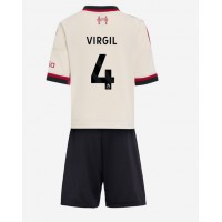 Stroje piłkarskie Liverpool Virgil van Dijk #4 Koszulka Wyjazdowej dla dzieci 2025-26 Krótki Rękaw (+ szorty)